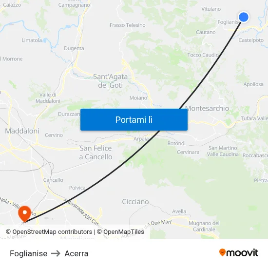 Foglianise to Acerra map