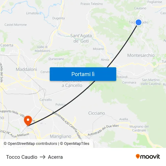 Tocco Caudio to Acerra map