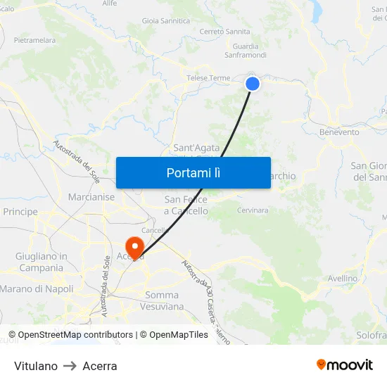 Vitulano to Acerra map