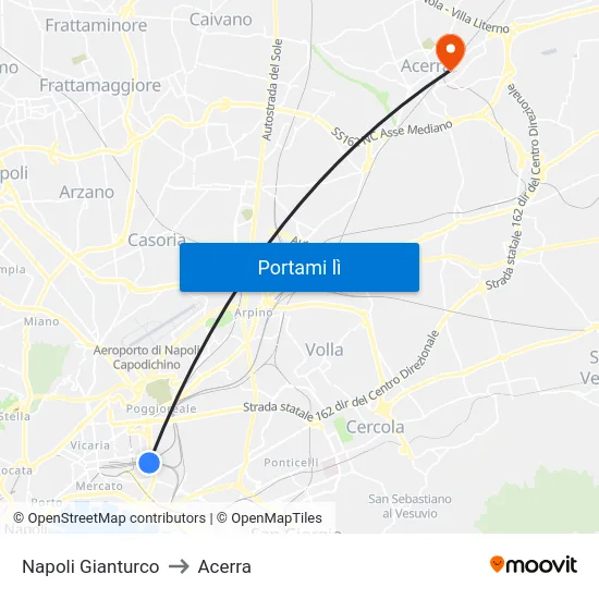 Napoli Gianturco to Acerra map