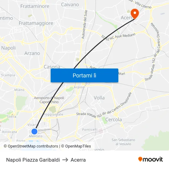 Napoli Piazza Garibaldi to Acerra map