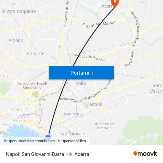 Napoli San Giovanni-Barra to Acerra map