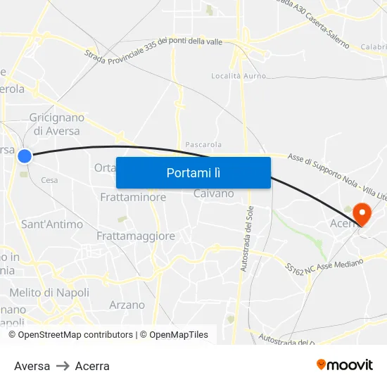 Aversa to Acerra map