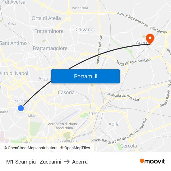 M1 Scampia - Zuccarini to Acerra map
