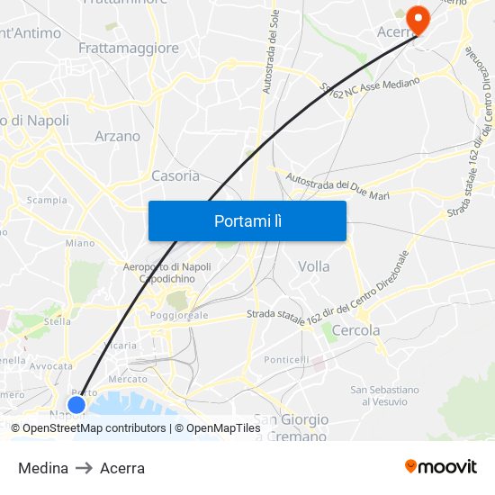 Medina to Acerra map