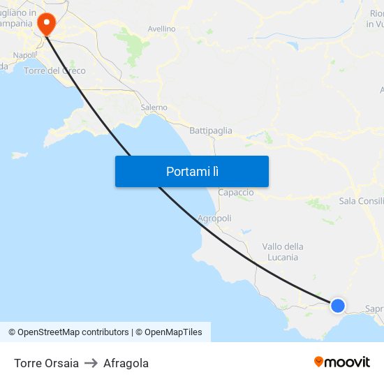 Torre Orsaia to Afragola map