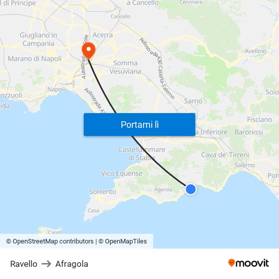 Ravello to Afragola map