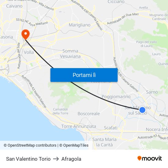 San Valentino Torio to Afragola map