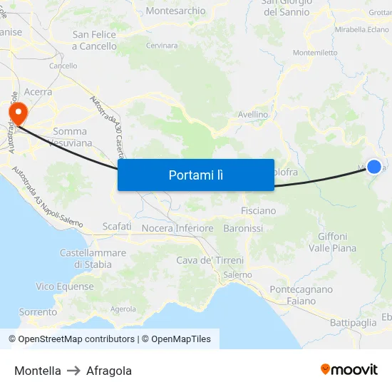 Montella to Afragola map