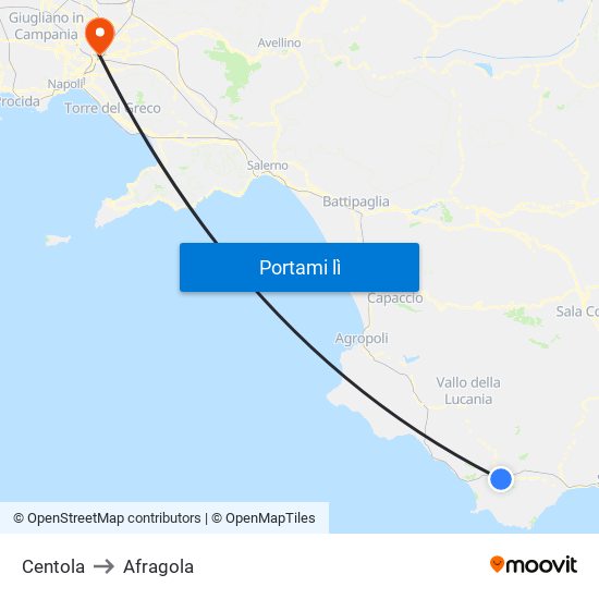 Centola to Afragola map