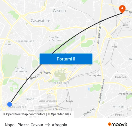 Napoli Piazza Cavour to Afragola map