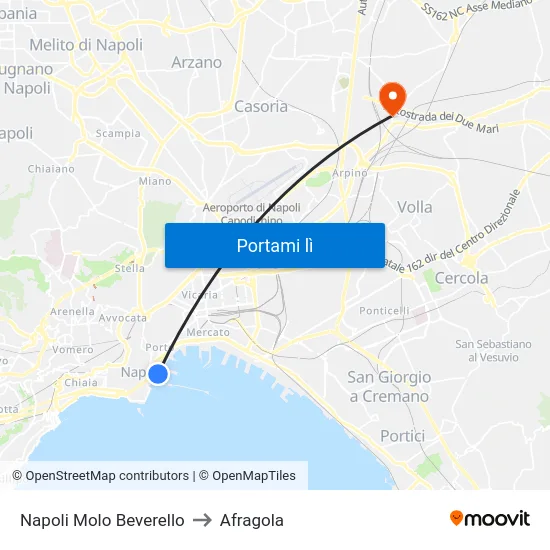 Napoli Molo Beverello to Afragola map