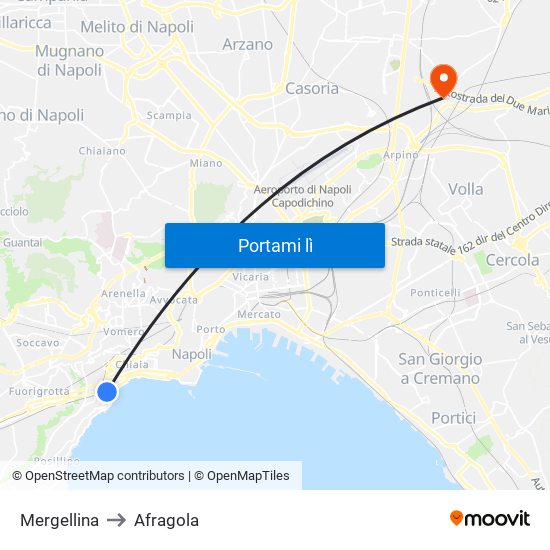 Mergellina to Afragola map