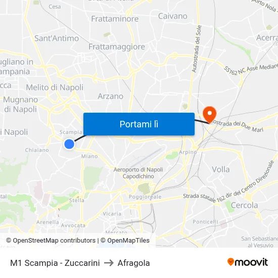 M1 Scampia - Zuccarini to Afragola map