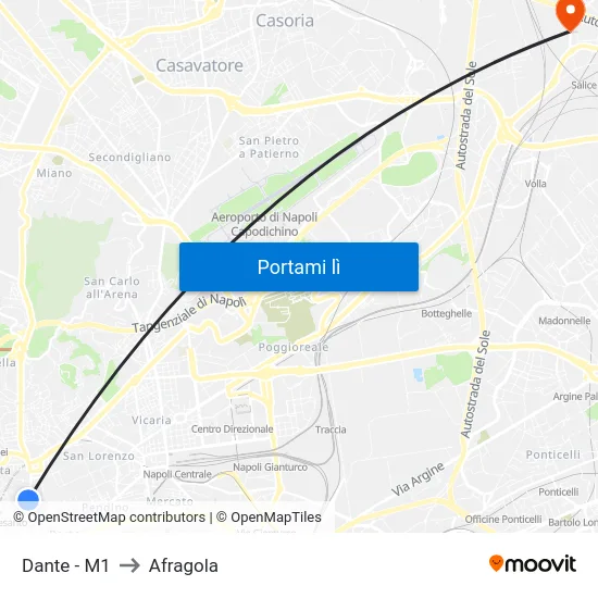 Dante - M1 to Afragola map