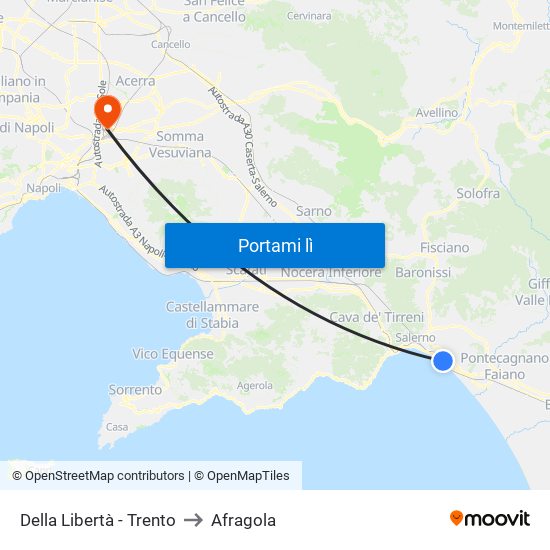 Della Libertà - Trento to Afragola map