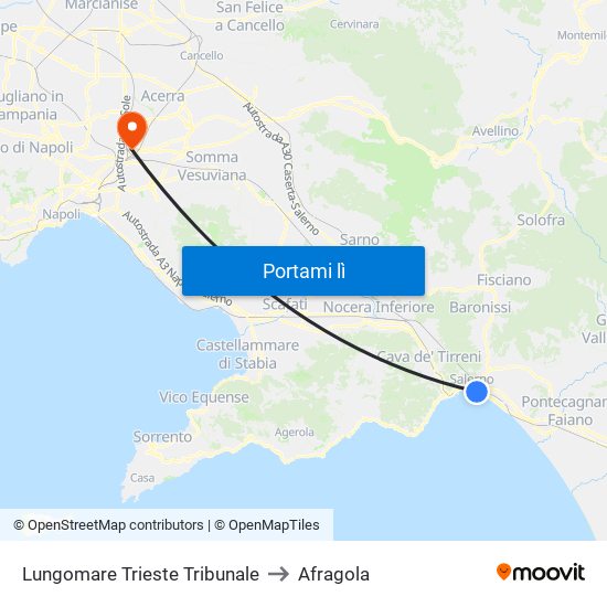 Lungomare Trieste Tribunale to Afragola map