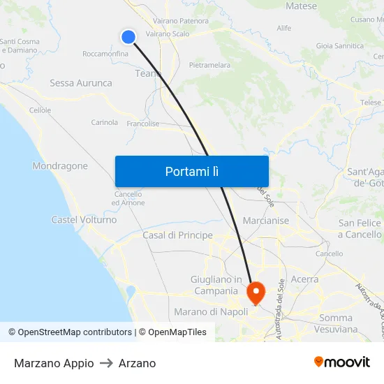 Marzano Appio to Arzano map