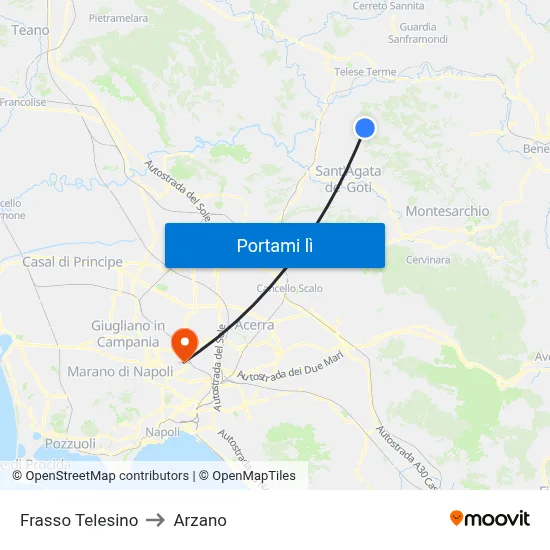 Frasso Telesino to Arzano map