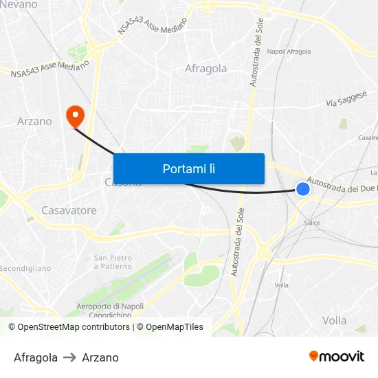 Afragola to Arzano map