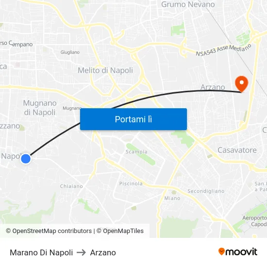Marano Di Napoli to Arzano map