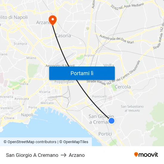 San Giorgio A Cremano to Arzano map
