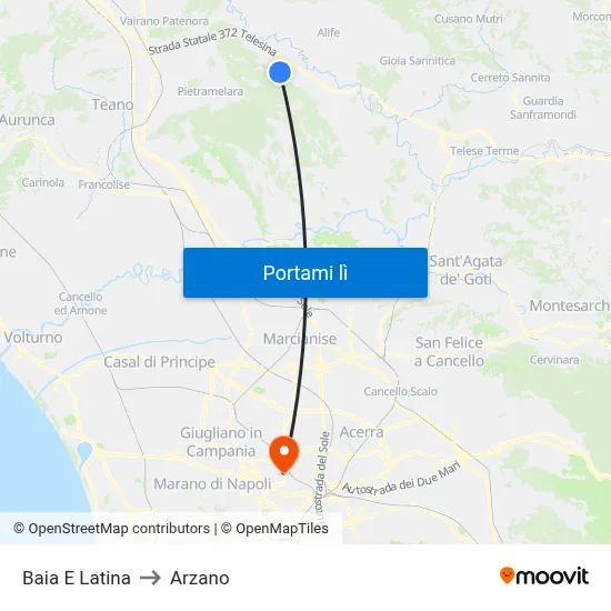 Baia E Latina to Arzano map
