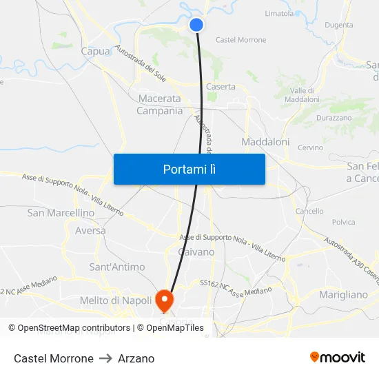 Castel Morrone to Arzano map