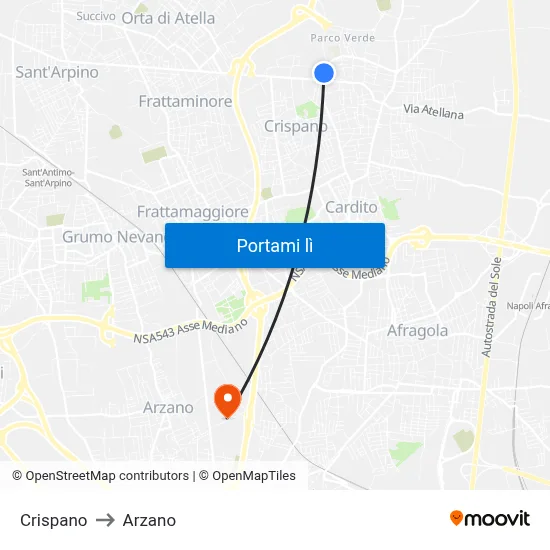 Crispano to Arzano map