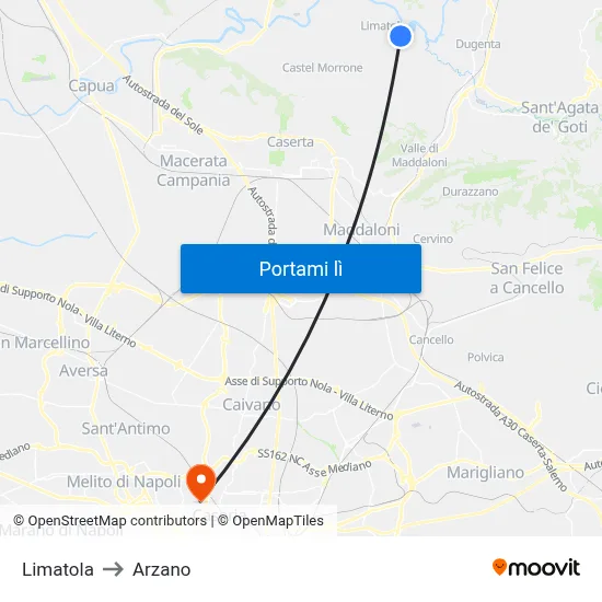 Limatola to Arzano map