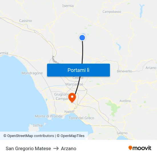 San Gregorio Matese to Arzano map
