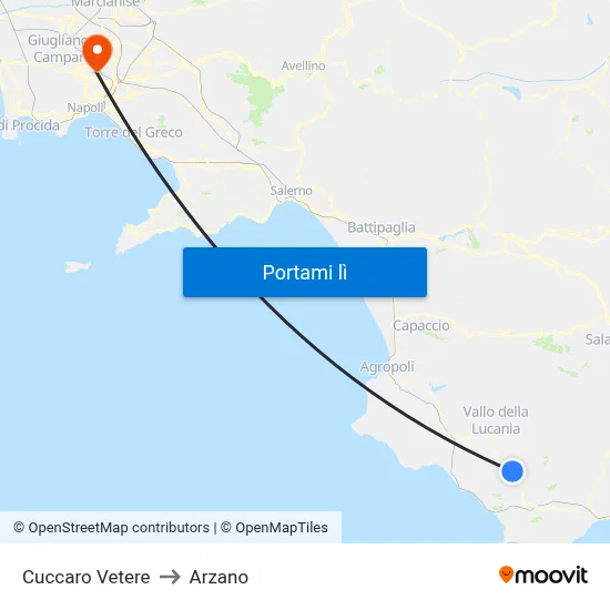 Cuccaro Vetere to Arzano map