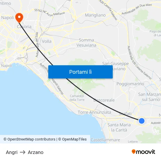 Angri to Arzano map