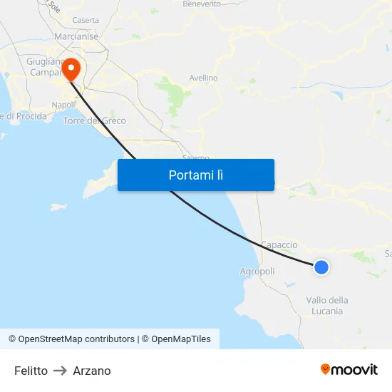 Felitto to Arzano map