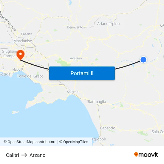 Calitri to Arzano map