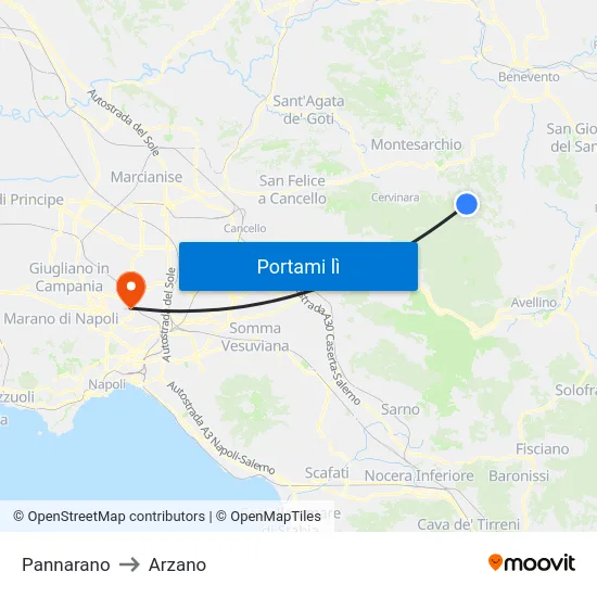 Pannarano to Arzano map
