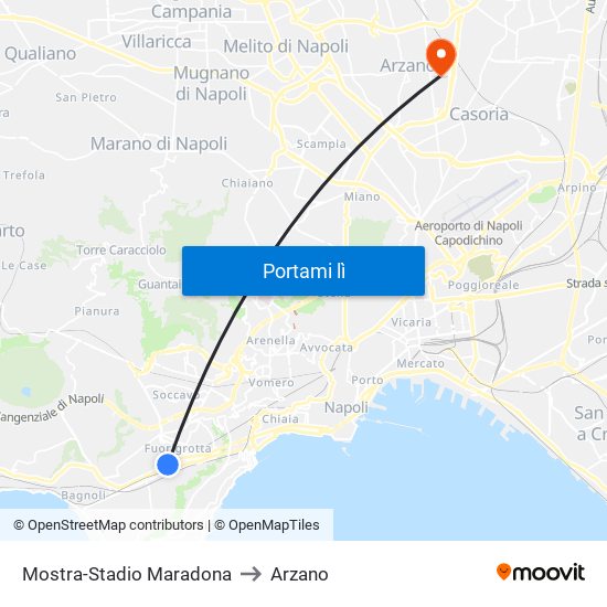 Mostra-Stadio Maradona to Arzano map