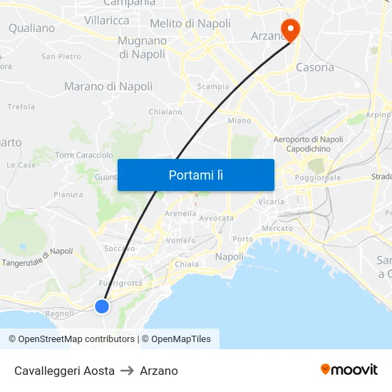 Cavalleggeri Aosta to Arzano map