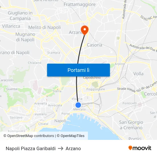 Napoli Piazza Garibaldi to Arzano map