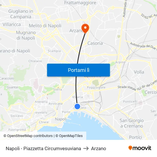 Napoli - Piazzetta Circumvesuviana to Arzano map