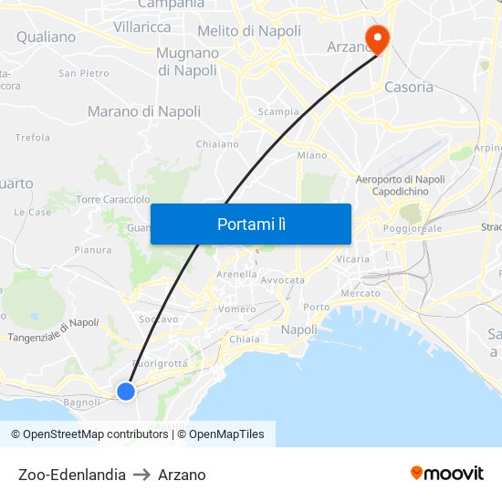 Zoo-Edenlandia to Arzano map