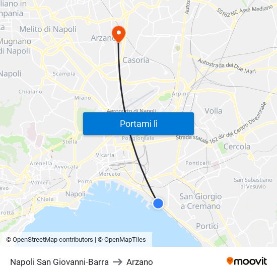 Napoli San Giovanni-Barra to Arzano map