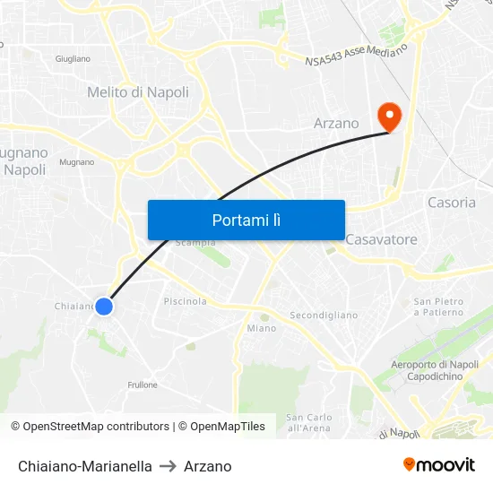 Chiaiano-Marianella to Arzano map