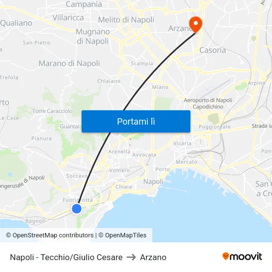 Napoli - Tecchio/Giulio Cesare to Arzano map