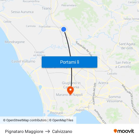 Pignataro Maggiore to Calvizzano map