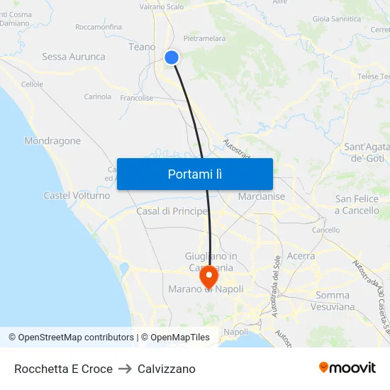 Rocchetta E Croce to Calvizzano map