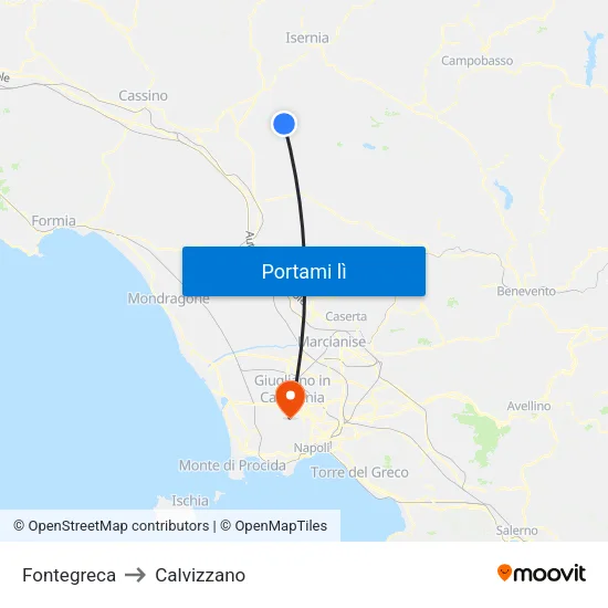 Fontegreca to Calvizzano map