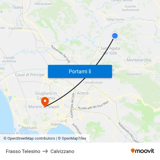 Frasso Telesino to Calvizzano map