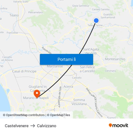 Castelvenere to Calvizzano map