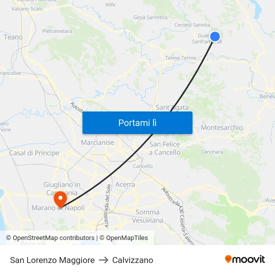 San Lorenzo Maggiore to Calvizzano map